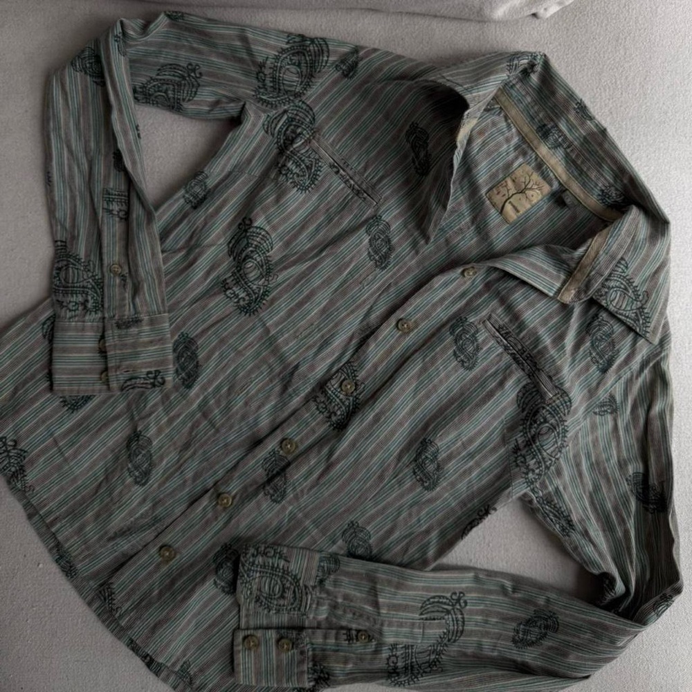 Paisley Stripe Natural fabrics striped button up shirt with unique design
